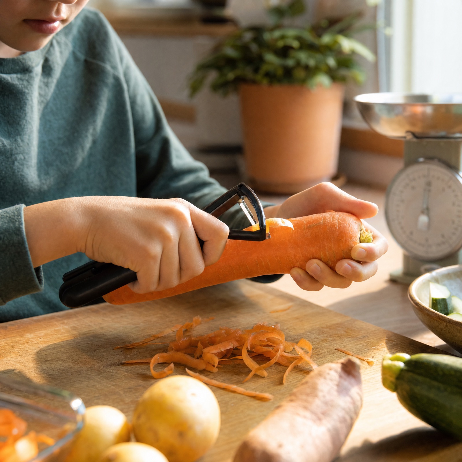 Mains tenant ensemble une rozell pour étaler de la pâte de blé noir sur un bilig